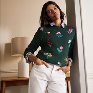 Boden Relaxed embroidered  midnight garden sweater